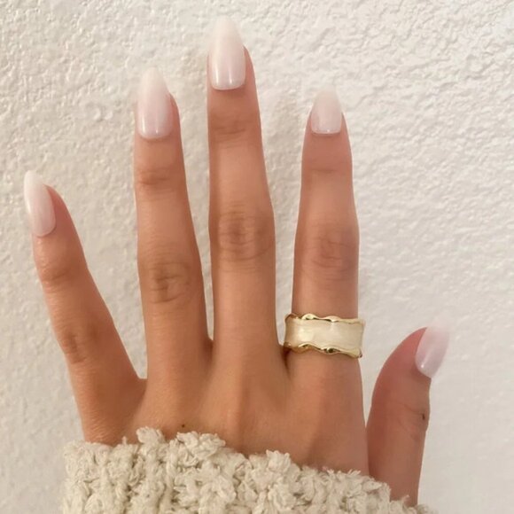 925 Sterling Silver Gold Ring Wavy Modern Ring Geometric Ring Band - Picture 7 of 8